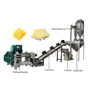 Extruded Corn Puffed Snacks Food Production Line / Puffed Corn Extruder / Puffed Rice Ball Making Machine