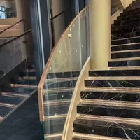 Rampe d'escalier en verre sans cadre en alliage d'aluminium ultra-étroit pliable 20/30, style moderne minimaliste, fixation murale pour