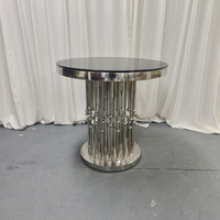 Mesa redonda de acero inoxidable plateado de lujo a precio de fábrica para hoteles, eventos, fiestas y bodas.