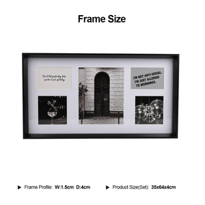 62x33cm Moderner Schwarzer 5-Fach Mehrfach-Fotorahmen <span class=keywords><strong>Collage</strong></span>-Wandrahmen für Wohnzimmer Schlafzimmer Dekoration - Product Image 4
