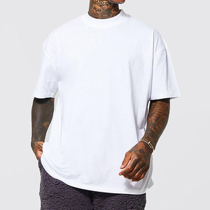 Summer Drop Shoulder Designer Shirt Streetwear <b>Plain</b> Oversized T-shirt Heavyweight 100% Cotton Blank T Shirt Manufacturer - Product Image 1