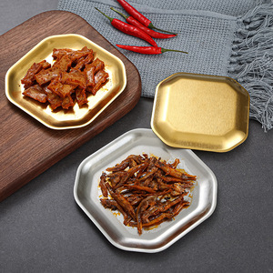 304 Stainless Steel Korean Style Square Snack Plate Gold Silver Creative Dessert Kimchi <b>BBQ</b> <b>Tray</b> 15cm - Product Image 1