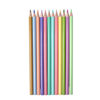 Ensemble de crayons de couleur ronds en bois personnalisés de 12 couleurs pour le bureau, crayons de couleur macaron pour le dessin artistique, modèle TBAY-NI80, fabriqué en Chine