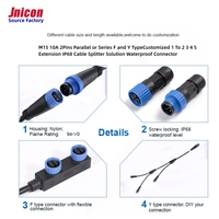 Jnicon-Conector de iluminación de planta LED eléctrica para exteriores, resistente al agua, tipo F M15, 10A, IP68