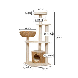 Rumah pohon kucing Sisal desain baru rumah kucing rotan lantai ke langit-langit rumah kayu Solid alam untuk kucing besar - Product Image 1