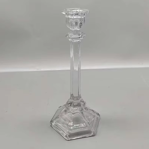 Tall Hexagon Base <b>Glass</b> Stick Clear Taper for Wedding Table Centerpiece Home Decor and Event Display - Product Image 2