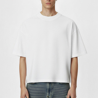 T-shirt court et ample en coton épais, délavé à l'acide, personnalisable à faible coût (2 pièces minimum), idéal pour la vente en gros et la personnalisation à la demande.