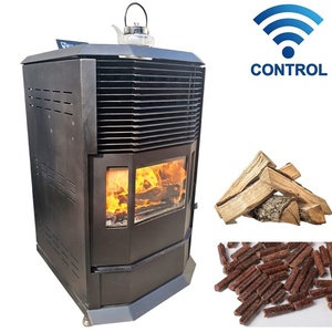 Poêle de chauffage intelligent à commande WiFi, double combustible, pour usage intérieur, haute efficacité, <span class=keywords><strong>hybride</strong></span> <span class=keywords><strong>bois</strong></span>-biomasse, <span class=keywords><strong>foyer</strong></span> à <span class=keywords><strong>granulés</strong></span> - Product Image 2