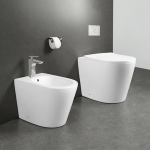 Venta al por mayor de artículos sanitarios baratos de cerámica para baño, inodoro de pie y bidé para <span class=keywords><strong>mujer</strong></span>, juego de inodoro trasero a la pared - Product Image 1