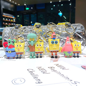 Nuovo Design Portachiavi 3D con Due <span class=keywords><strong>Personaggi</strong></span> dei Cartoni Animati Americani, <span class=keywords><strong>SpongeBob</strong></span> e Patrick Star in PVC e Silicone per Auto e Borse - Product Image 1