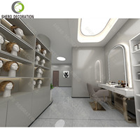 Meubles de salon de coiffure personnalisés, présentoirs de perruques pour magasins de détail, accessoires de magasin de perruques, armoire à perruques LED, design de salon de beauté