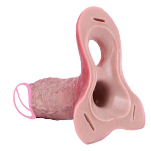 Manchon de pénis réutilisable réaliste ouvert/fermé avec anneau pénien, extenseur de pénis, dispositif de plaisir pour couple, stimulant - Product Image 2