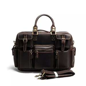 Maletín de Negocios Vintage Impermeable de Cuero Genuino con Múltiples Bolsillos, Bolso de Cuero para Abogados, Bolsos de Mano para Exteriores - Product Image 3