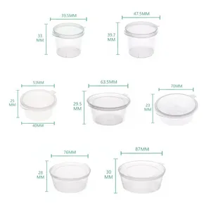 Wegwerp Ronde Clear Plastic Transparante Gedeelte Cup Saus Cup Met Scharnierend Deksel