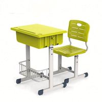 Ensemble bureau et chaise pour étudiants à hauteur réglable avec surface de travail en plastique pour l'école, la salle de classe et les études