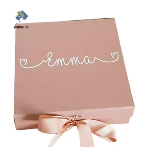 Boîte-cadeau magnétique pliante en carton, Logo personnalisé de luxe, avec fermeture de ruban, pièces