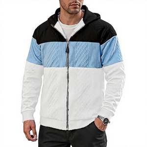 Blouson Racer Homme Color Block avec Capuche Amovible, Fermeture Éclair, Écologique, Respirant, Style Smart Casual, Coupe-Vent, Vêtement d'Hiver - Product Image 1