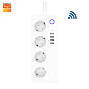 Tuya — barre d'alimentation intelligente en Wifi, 16a, 4 sorties ue et 4 Ports USB, Extension électrique, télécommande, Alexa Google Home
