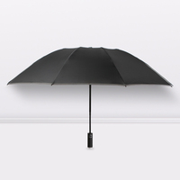 Parapluie pliable automatique de haute qualité, fourni par l'usine, avec lumière LED intégrée, anti-ultraviolet, tissu pongé noir robuste