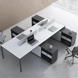 फिक्स्ड कैबिनेट क्यूबिकल ओपनिंग ऑफिस वर्कस्टेशन के साथ मल्टी पर्सन स्टाफ टेबल ऑफिस डेस्क के लिए जियाओ F88 श्रृंखला कार्यालय लेआउट