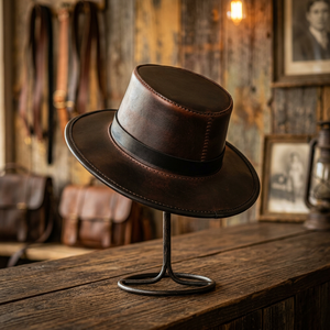 Unisex Eco-friendly Genuine Leather Cowboy <b>Hat</b>-Customizable Colors Logo Adjustable Fit All-Season Casual Travel Beach Fashion - Product Image 1