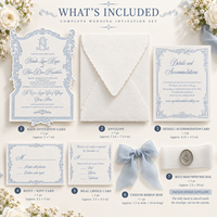 Ensemble de cartes d'invitation de mariage personnalisées en damassé bleu et blanc, gaufrées, découpées, avec sceau de cire et ruban, vente en gros, fabricant en vrac