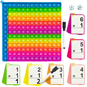 Jogo de Tabuleiro da Tabela de Multiplicação Montessori, Brinquedo Educacional de Matemática com Bolhas Pop, Flashcards e Conjunto de Canetas Apagáveis - Product Image 2