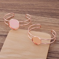 (08513) Bracelet simple à double rangée en cuivre plaqué, 5 couleurs, plaque de moulage inversée 20/25