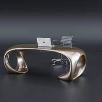 Bureau d'accueil artistique de luxe en PRV, idéal comme comptoir d'information pour clinique dentaire ou comptoir de caisse pour magasin de téléphonie mobile