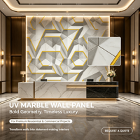 Panneau mural intérieur 4x8 pieds avec revêtement UV pour la décoration de projets commerciaux, motif géométrique 3D, panneau mural en marbre UV