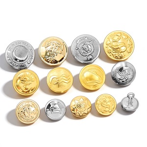 Metal Round Shank <b>Buttons</b> with Embossed Logo Gold and Silver Classic Style for Uniforms and Formal Wear - Product Image 4