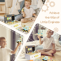Banc d'outils en bois pour enfants, établi de jeu d'imitation, boîte à outils jouet avec marteau, tournevis, clé à molette, blocs de construction pour tout-petits
