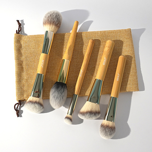 BEILI Juego de 5 <span class=keywords><strong>Brochas</strong></span> de Maquillaje Veganas Sintéticas con Mango de Bambú Personalizado OEM, Set de <span class=keywords><strong>Brochas</strong></span> para Polvo, Contorno y Rubor con Bolsa - Product Image 3