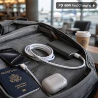 Câble de charge rapide de qualité originale 60W PD USB-C vers USB-C, gaine en nylon tressé, ensemble de câbles de données pour iPhone 15 16 Pro Max