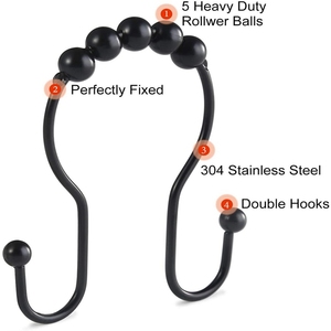 Kim Loại Đôi Đen Shower Curtain <span class=keywords><strong>Hooks</strong></span> Đối Với Curtain - Product Image 2