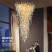 Lustres modernes, luminaires suspendus, longs lustres pour escalier, luminaires en cristal creux, lustres de luxe pour hall de villa, grand lustre pour la décoration de la maison