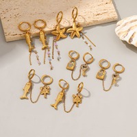Pendentif Étoile de Mer Scintillante Plaqué Or, Boucles d'Oreilles de Plage Étincelantes pour Femmes, Bijoux d'Été Thème Marin Étanche, Vente en Gros TGES9506