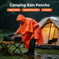 Imperméable léger 3-en-1 avec revêtement PU, cape respirante en PVC, capuchon imperméable, tente pliable pour l'extérieur, tissu imperméable multifonctionnel