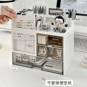 Drawer Style Desktop Storage Box Acrylic Pen Holder <b>Office</b> Organizer Student Stationery Drawer Cabinet Rectangle Standing Type - Product Image 2