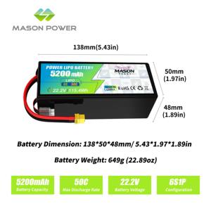 고출력 리포 배터리 <span class=keywords><strong>4S</strong></span> 4250mAh 60C 6S 5200mAh 50C 7500mAh 80C FPV 레이싱 드론, 축구 드론 및 산업용 드론용 - Product Image 3
