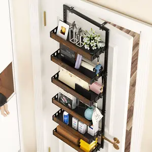 Phòng tắm nhà bếp có thể điều chỉnh 6 Tier Treo Giỏ gia vị giá lưu trữ Kệ kim loại móc trên cửa giá đựng thức ăn tổ chức - Product Image 1