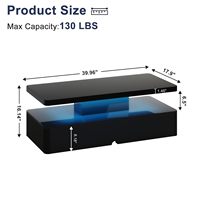 Table basse en bois SENYU de style moderne du milieu du siècle avec étagère de rangement, lumière LED bleue, meuble portable pour salon