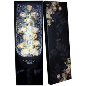 Bouquet de roses en feuille d'or couleur ciel étoilé, cadeau romantique pour petite amie, femme, amie, mère, vente en gros - Product Image 3