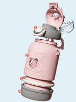 Grande tasse thermos isotherme sous vide en acier inoxydable 316 de 480 ml avec paille, motif dessin animé pour enfants, forme ventrue, isolation thermique de 6 à 12 heures