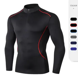 Calça de treino esportiva masculina, manga longa, leve, elástica, de secagem rápida, semi-zíper, tamanho europeu, ideal para corrida e treinamento