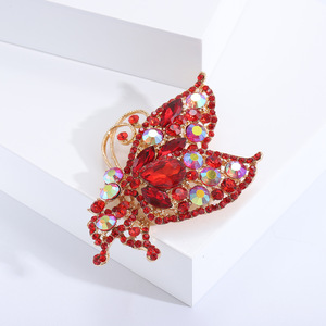 Venta al por mayor de lujo linda chica moda accesorio de moda broches de moda fabricante completo cristal Rhinestone mariposa broche - Product Image 4