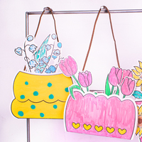 Kit de Bricolage Panier de Fleurs Fait Main, Ensemble de Peinture pour Enfants, Kit de Cartes à Suspendre pour Projet Artistique Scolaire, Personnalisation Disponible