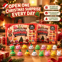 Calendrier de l'Avent 2026 : Boîte Mystère de Noël TPR à Montée Lente, Compte à Rebours Aléatoire, Jouets Squishy en Forme de Bao Bun à Presser