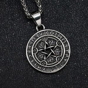 Collar de Acero Inoxidable 316L para Hombre, Colgantes de Serpiente Circular Vikinga Cobra, Joyería de Pentagrama de Brujería y Adivinación a la Moda - Product Image 1