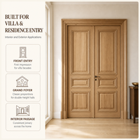 Porte d'entrée double en bois massif sculpté de style américain rétro, sur mesure, pour villa, porte d'entrée OEM ODM, portes en bois pour l'intérieur et l'extérieur de la maison